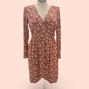 Luxology Medium Bronze Floral Long Sleeve Dress